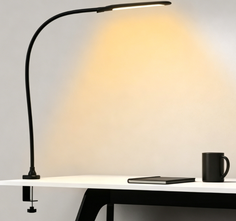 Desk Lamp with Clamp, Swing Arm Lamp, Flexible Gooseneck Architect Table Lamp - Stepless Dimming, 3 Color Modes, Touch Control, 9W, 1050LUX Eye-Care for Study/Reading/Office/Work (Black)