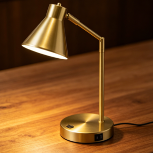 Desk Lamp with Dual USB Charging Ports, 100% Metal Lamp, 270° Swivel Arms, Soft White Light (3000K), Bedside Reading Lamp, Home Office Lamp, Table Lamp, ETL Listed, Antique Brass