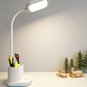 Desk Lamp, Large Desk Light 3 Reading Modes, with USB Output Port, Rechargeable Cordless Battery Operared, Pen Holder Nightlight, Flexible Gooseneck, Protable Office College Dorm Essentials, White